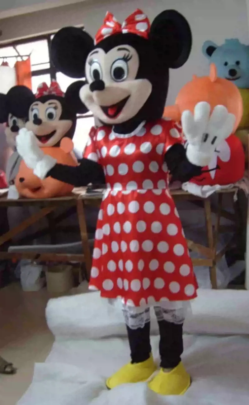زي تميمة ميكي وميني ماوس للكبار – تصميم كرتوني كلاسيكي لعروض الإعلانات والحفلات