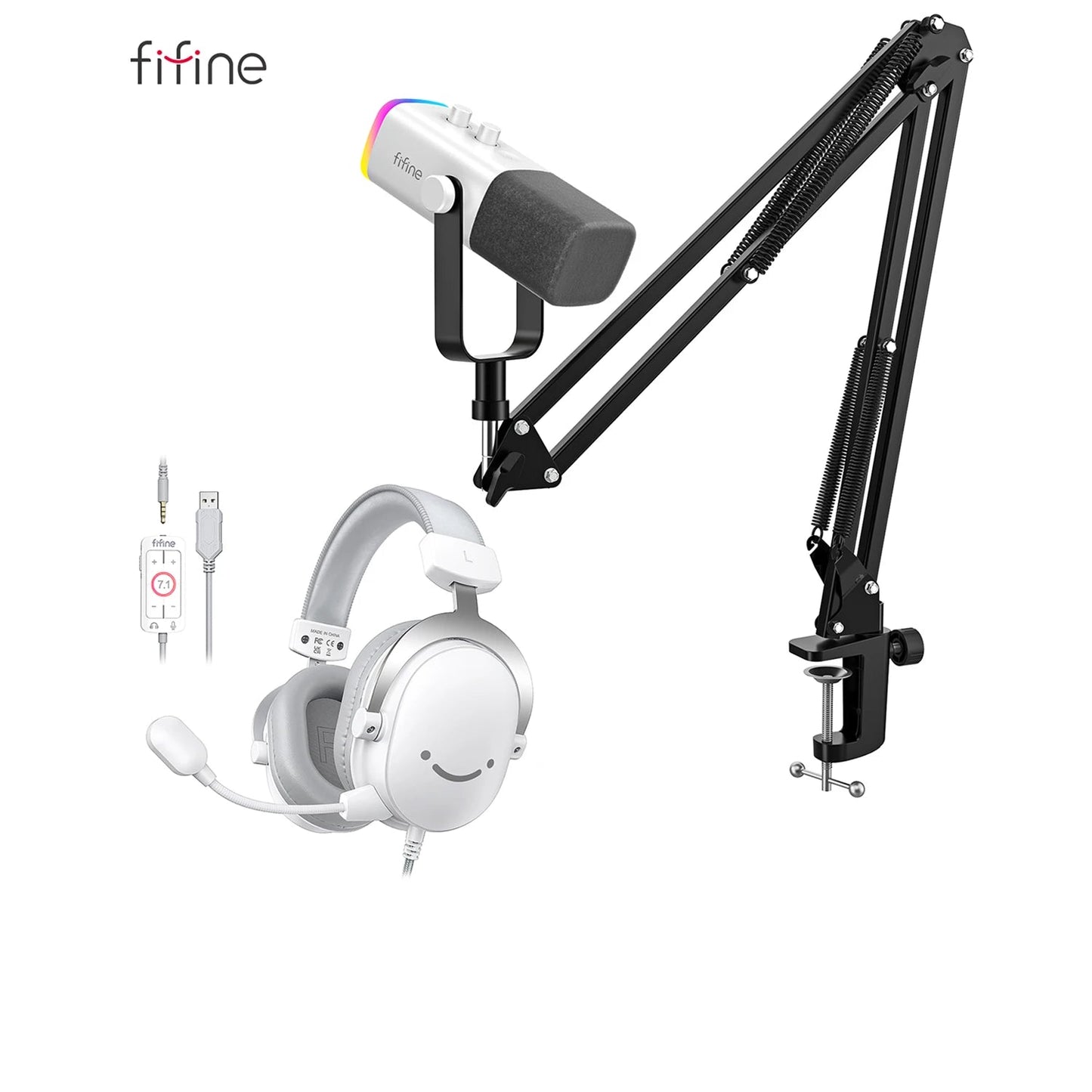 مجموعة FIFINE الصوتية للألعاب والبث – مايكروفون، ميكسر، وسماعة رأس | للمحتوى الصوتي والمرئي على يوتيوب، TikTok، OBS وغيرها