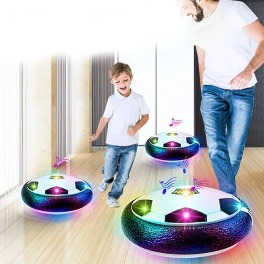 كرة قدم طائرة للأطفال – بتقنية hover، إضاءة LED وموسيقى، للعب الآمن والممتع داخل المنزل