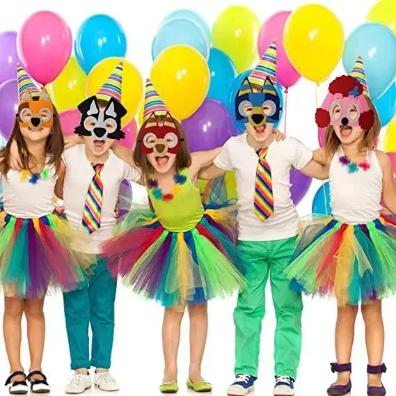 مجموعة أقنعة حفلات للأطفال – 12 قطعة بتصميم شخصيات Bluey وPatrulla Canina | مثالية لحفلات أعياد الميلاد