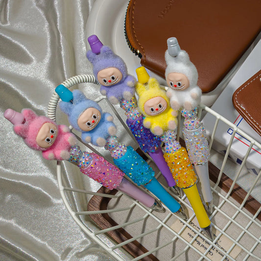 قلم لابوبو بفرو فخم وتصميم كرتوني مجسم مع سلسلة مفاتيح – للكتابة والهدايا