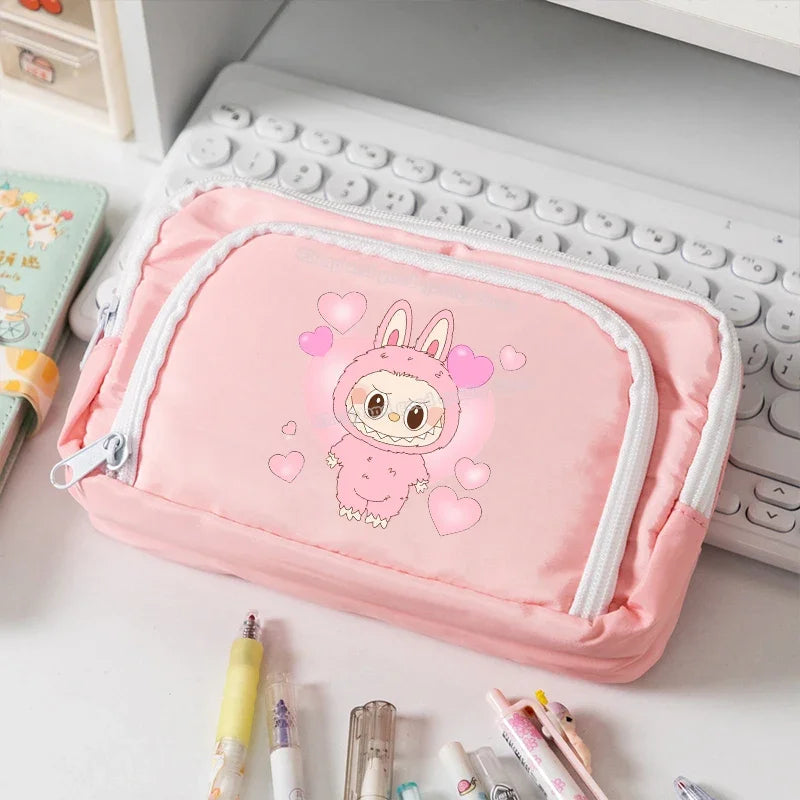 علبة أقلام للأطفال كبيرة السعة – حقيبة تخزين أدوات مكتبية إبداعية مع تصميم مفرّغ للضغط