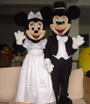 زي تميمة ميكي وميني ماوس للكبار – تصميم كرتوني كلاسيكي لعروض الإعلانات والحفلات