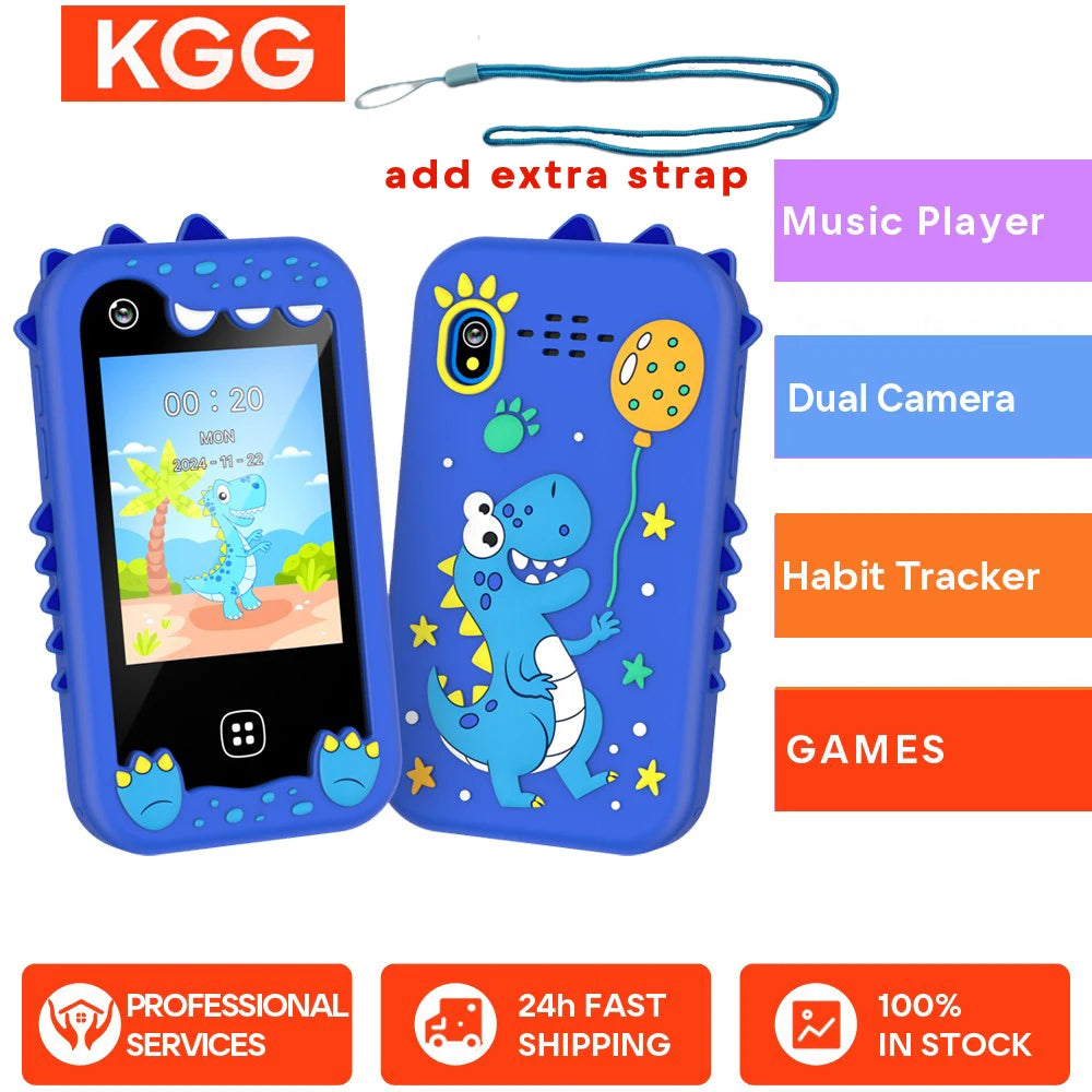 هاتف ذكي للأطفال – مزود بكاميرتين، مشغل موسيقى، و17 لعبة تعليمية | مناسب للأولاد والبنات