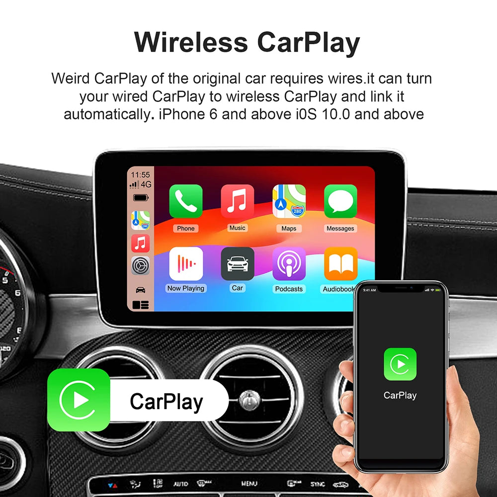 صندوق CarPlay ذكي – Android 13 لاسلكي مع YouTube وNetflix