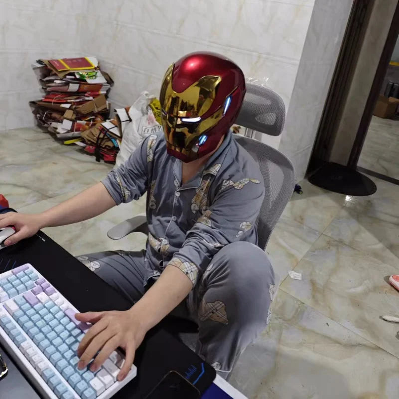 خوذة آيرون مان MK50 / MK5 – بحجم 1:1 | إصدار كهربائي مع صوت وتحكم عن بُعد