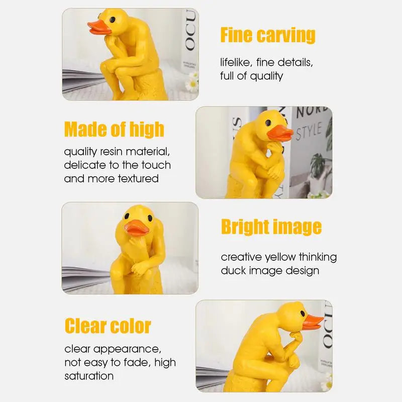 تمثال بطة مفكرة – ديكور مضحك ولطيف للحديقة أو المنزل