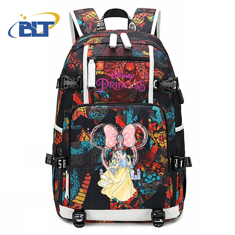 حقيبة ظهر للأطفال مطبوعة بشخصية ميني ماوس وأميرات ديزني