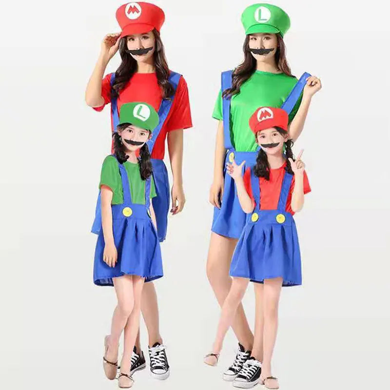 زي تنكري لشخصيات لويجي وماريو – من ألعاب الأنمي والسوبر ماريو | طقم كامل للكبار والأطفال