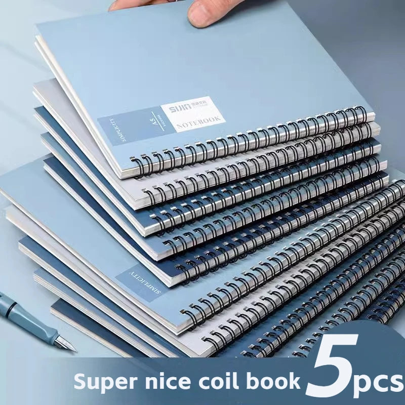 مجموعة من 5 دفاتر حلزونية بتصميم كلاسيكي قديم (Vintage)، تحتوي كل منها على 120 صفحة