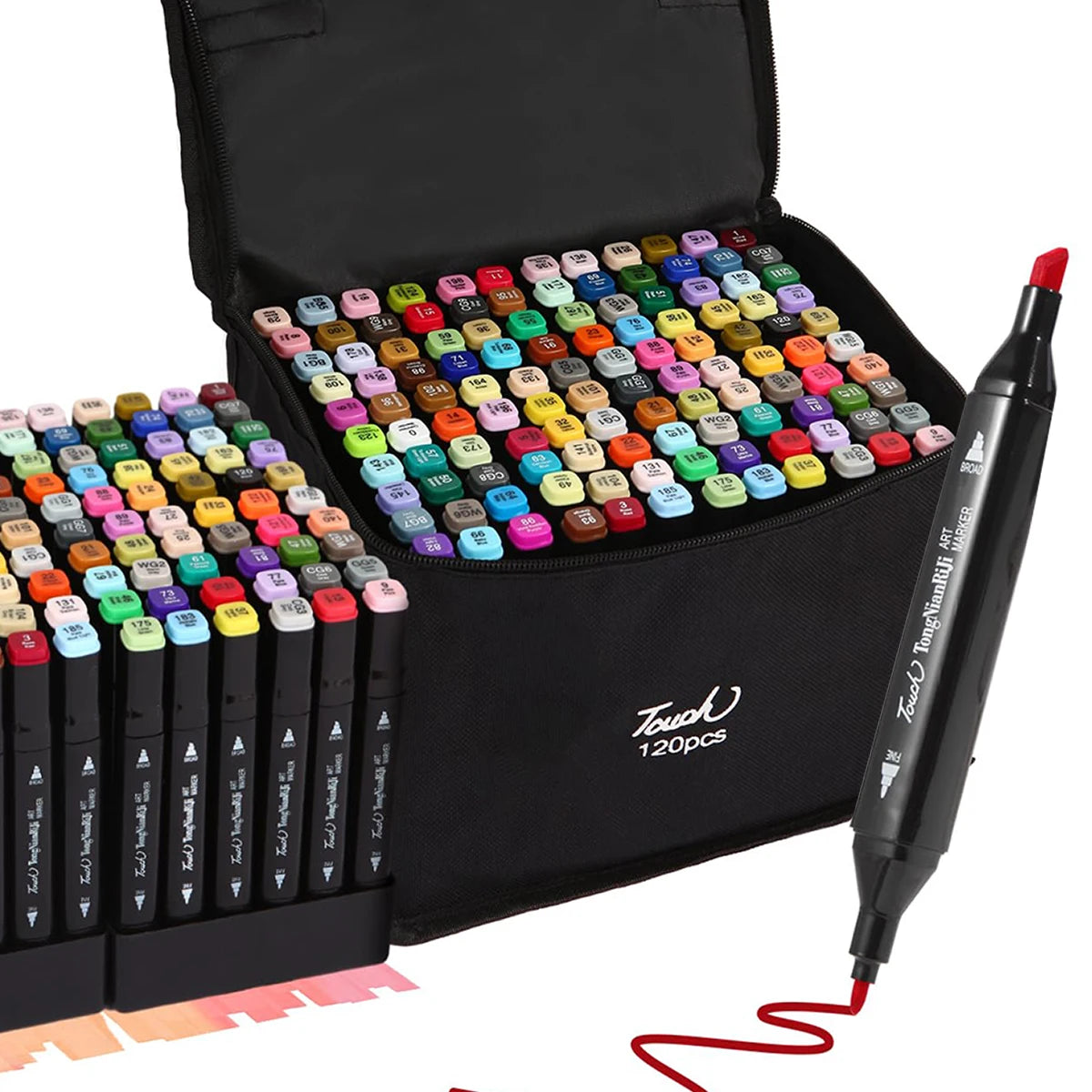 مجموعة ماركر مزدوج الرأس للرسم والتظليل – من 24 إلى 168 لون زيتي، مثالية للطلاب والمصممين والفنانين