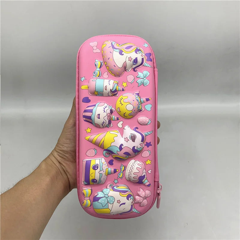 مقلمة يونيكورن 3D من EVA – ضد الماء، تصميم كرتوني لطيف مع حامل أقلام، لتنظيم الأدوات المدرسية