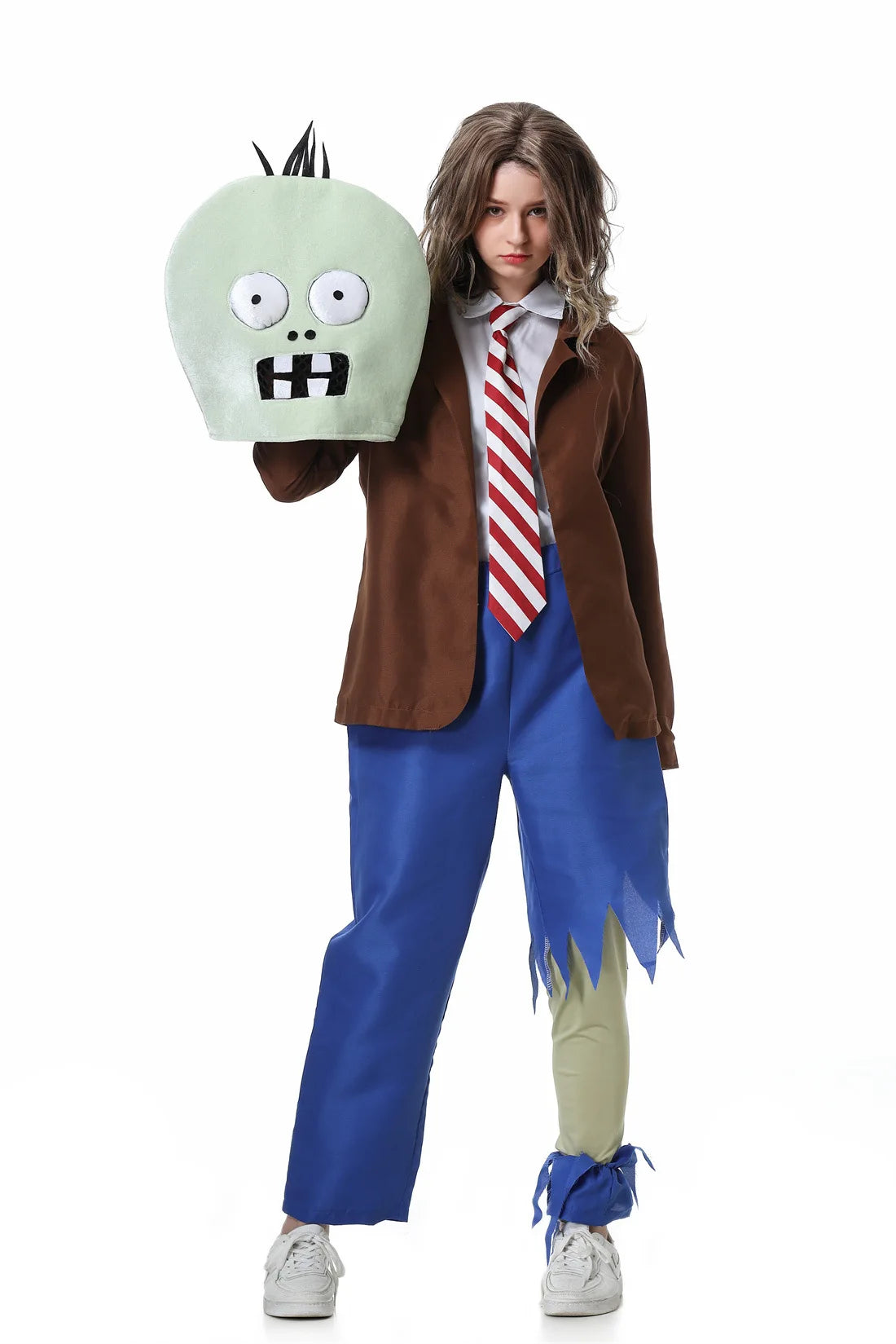 زي تنكري للأطفال والكبار – شخصية زومبي مضحكة من ألعاب الفيديو | بدلة كاملة مع قناع | مثالي للهالوين والمهرجانات