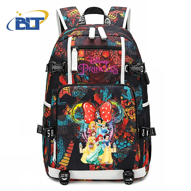 حقيبة ظهر للأطفال مطبوعة بشخصية ميني ماوس وأميرات ديزني