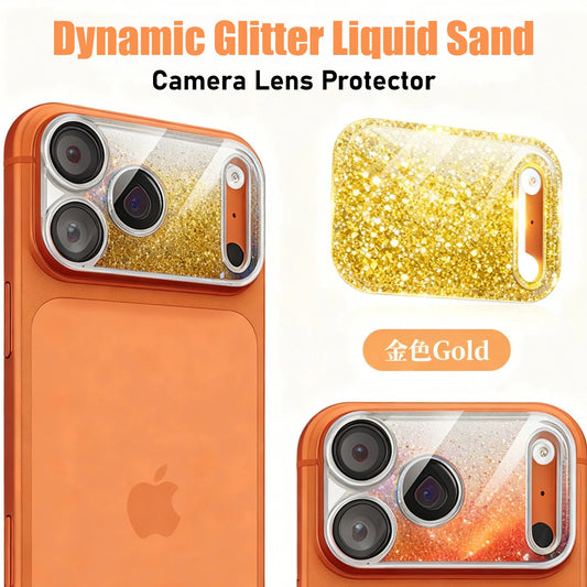 لاصق عدسة كاميرا آيفون 17 برو ماكس 3D بلمعة متحركة – حماية كاملة 9D ضد الخدش