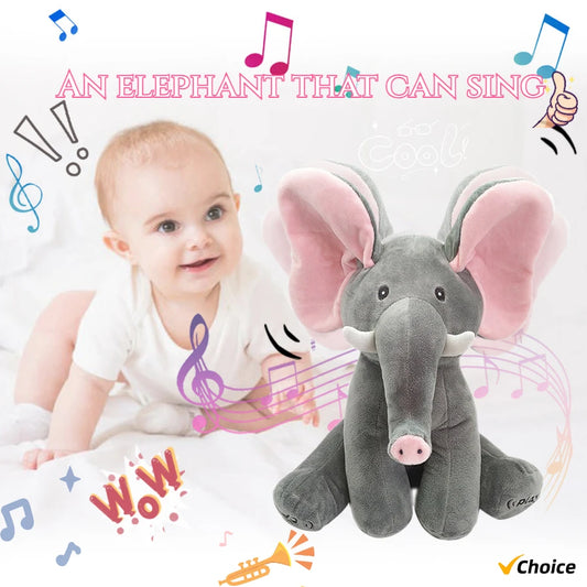 لعبة الفيل المتكلم "الغميضة" – دمية تفاعلية ناعمة للرضّع والأطفال