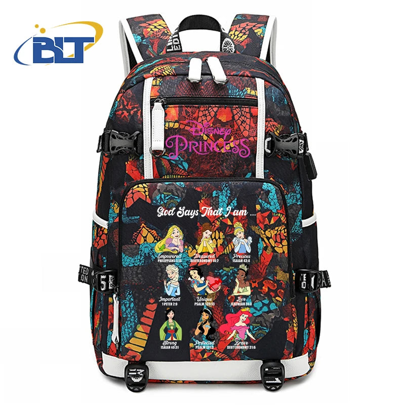 حقيبة ظهر للأطفال مطبوعة بشخصية ميني ماوس وأميرات ديزني