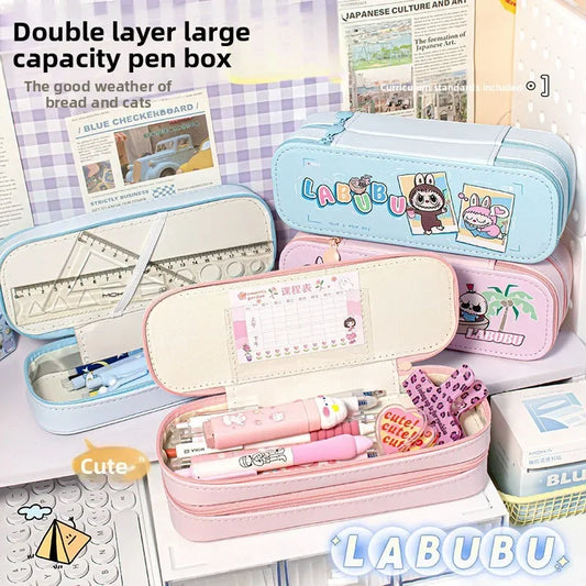 حافظة أقلام كبيرة السعة – حقيبة قرطاسية كرتونية لطيفة للطلاب والمكتب من لابوبو