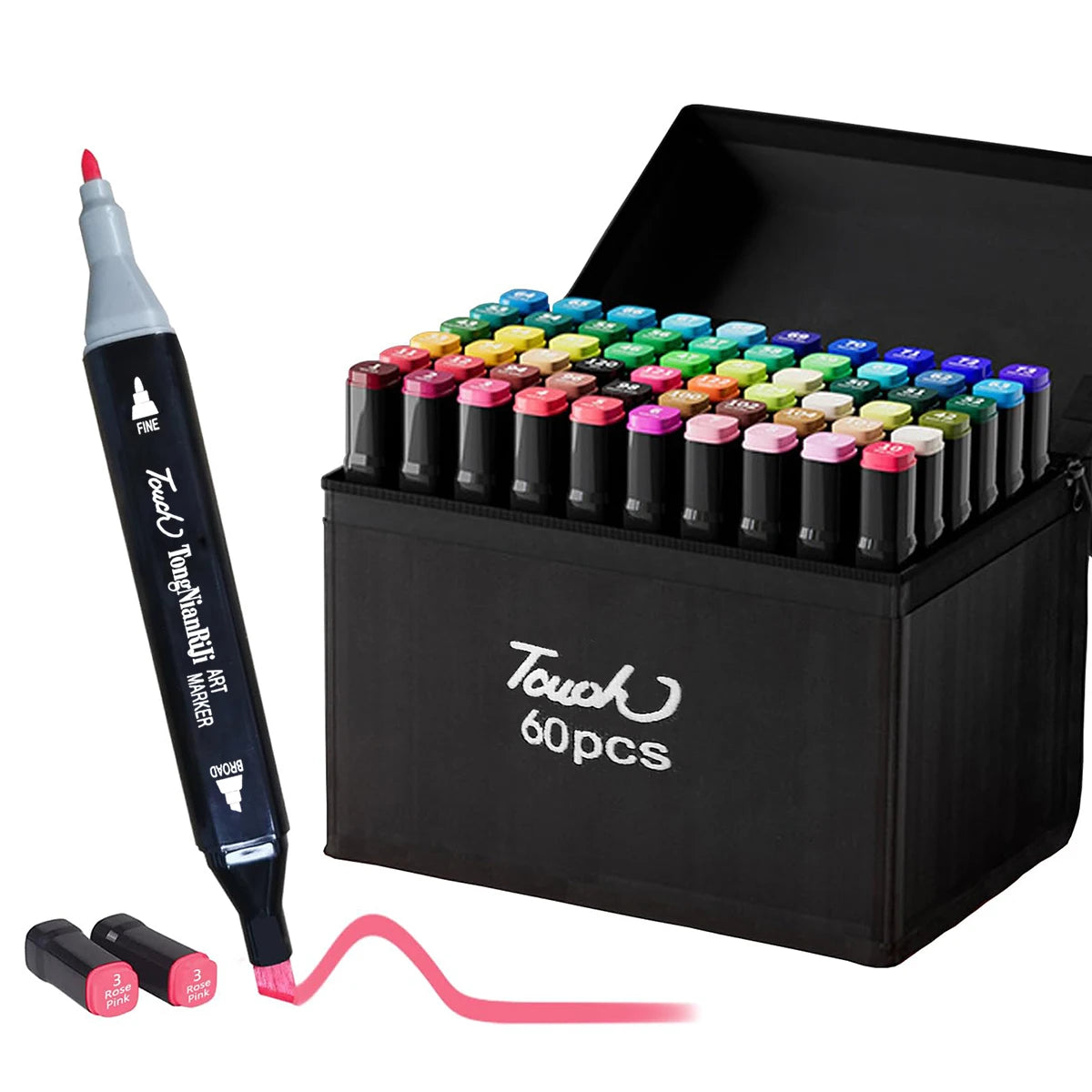 مجموعة ماركر مزدوج الرأس للرسم والتظليل – من 24 إلى 168 لون زيتي، مثالية للطلاب والمصممين والفنانين