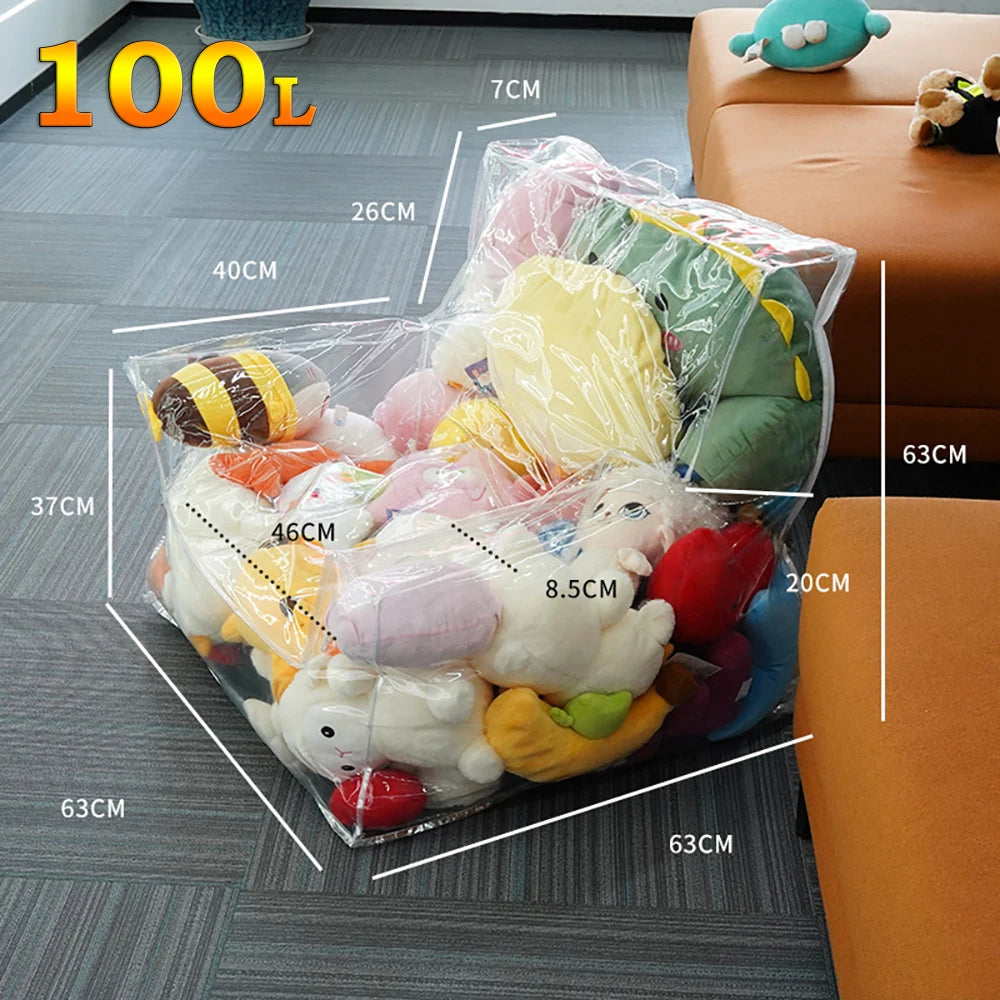 غطاء كرسي تخزين ألعاب أطفال شفاف بسحاب مقاوم للماء 150-180 لتر