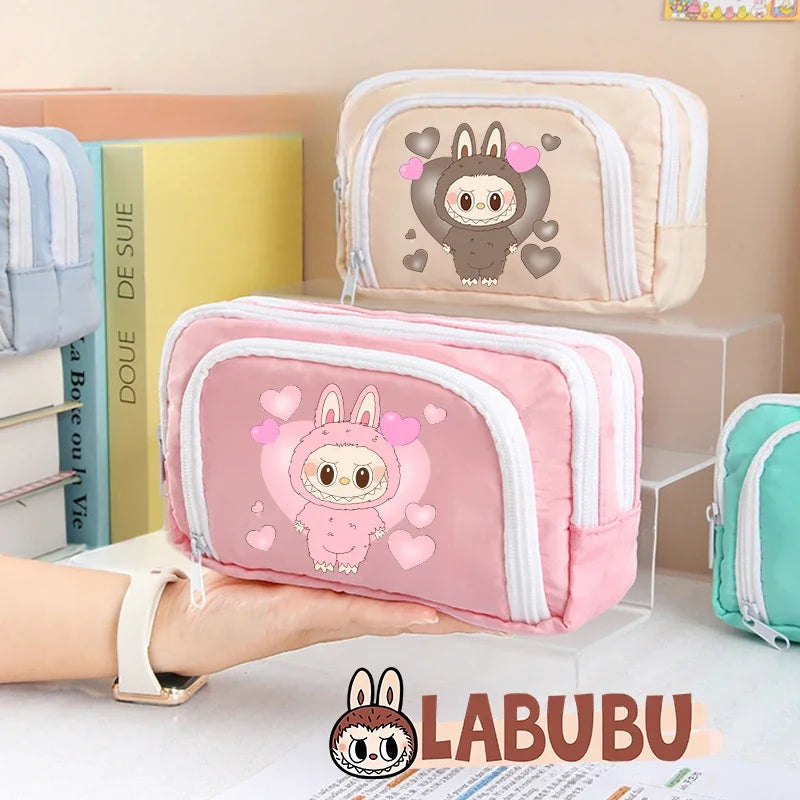 علبة أقلام للأطفال كبيرة السعة – حقيبة تخزين أدوات مكتبية إبداعية مع تصميم مفرّغ للضغط