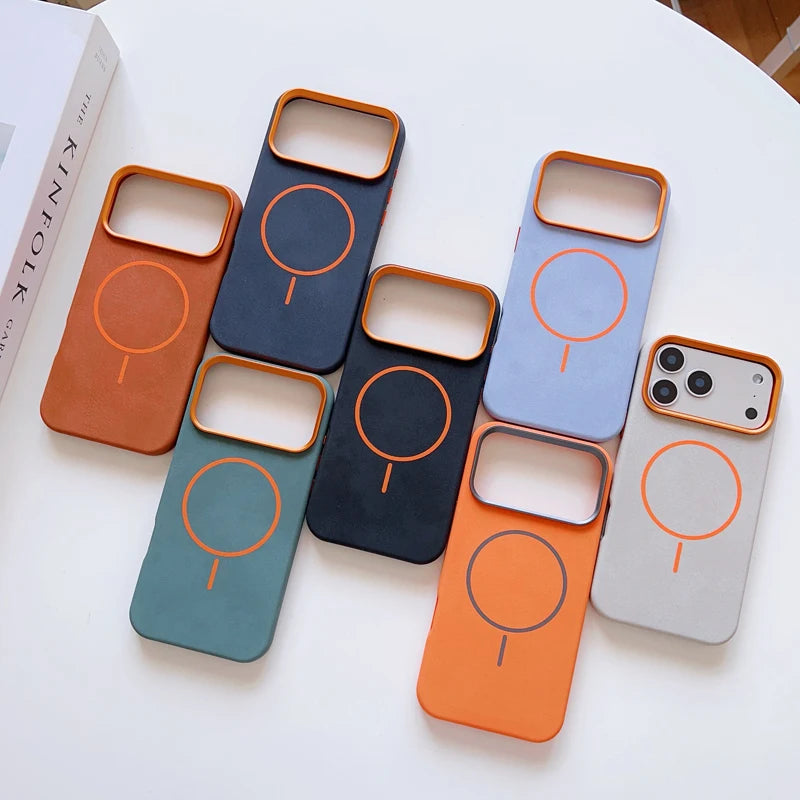 كفر آيفون مغناطيسي ELVEV جلد PU ناعم بتغطية كاملة – حماية فاخرة بتصميم أنيق