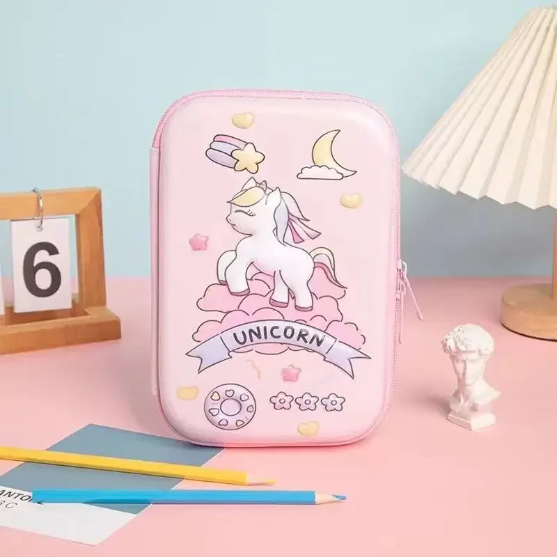 مقلمة كرتونية 3D من EVA – تصميم كاوايي، سعة كبيرة، علبة صلبة لحفظ الأدوات المدرسية