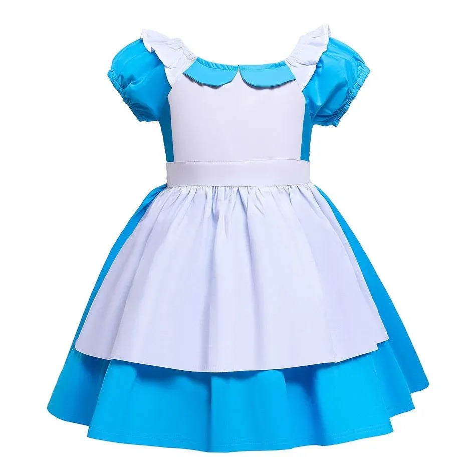 فستان تنكري للبنات – شخصية أليس في بلاد العجائب | تصميم أميرة لطيف من عمر 1 إلى 7 سنوات