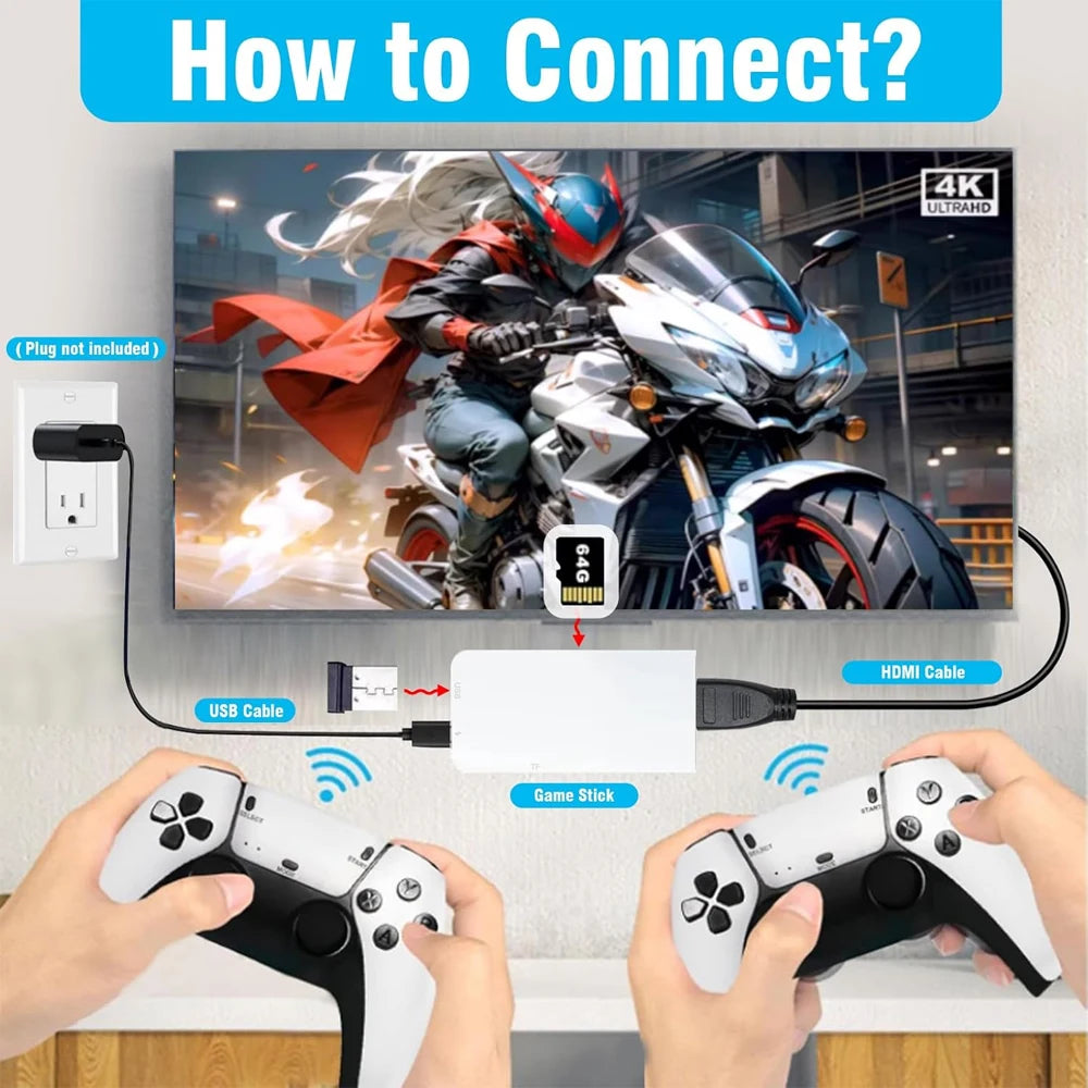 جهاز ألعاب M15 4K Game Stick – وحدة تحكم للألعاب الكلاسيكية | ذاكرة 64 جيجابايت | أكثر من 20,000 لعبة مدمجة
