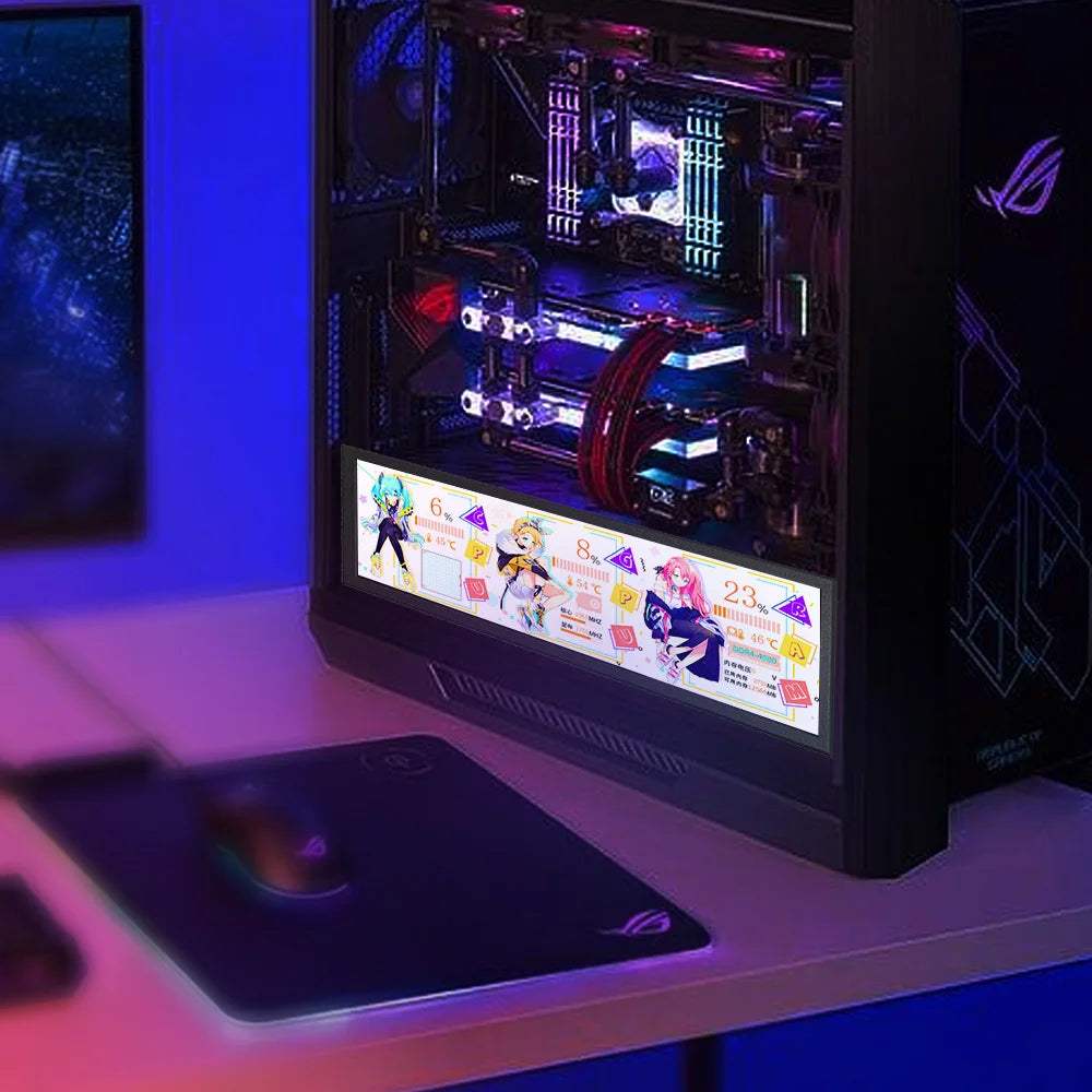 شاشة LESOWN طويلة بتقنية IPS – شاشة ثانوية 8.8 إنش بدقة 1920×480 | عرض معلومات النظام، درجة الحرارة، ومراقبة AIDA64