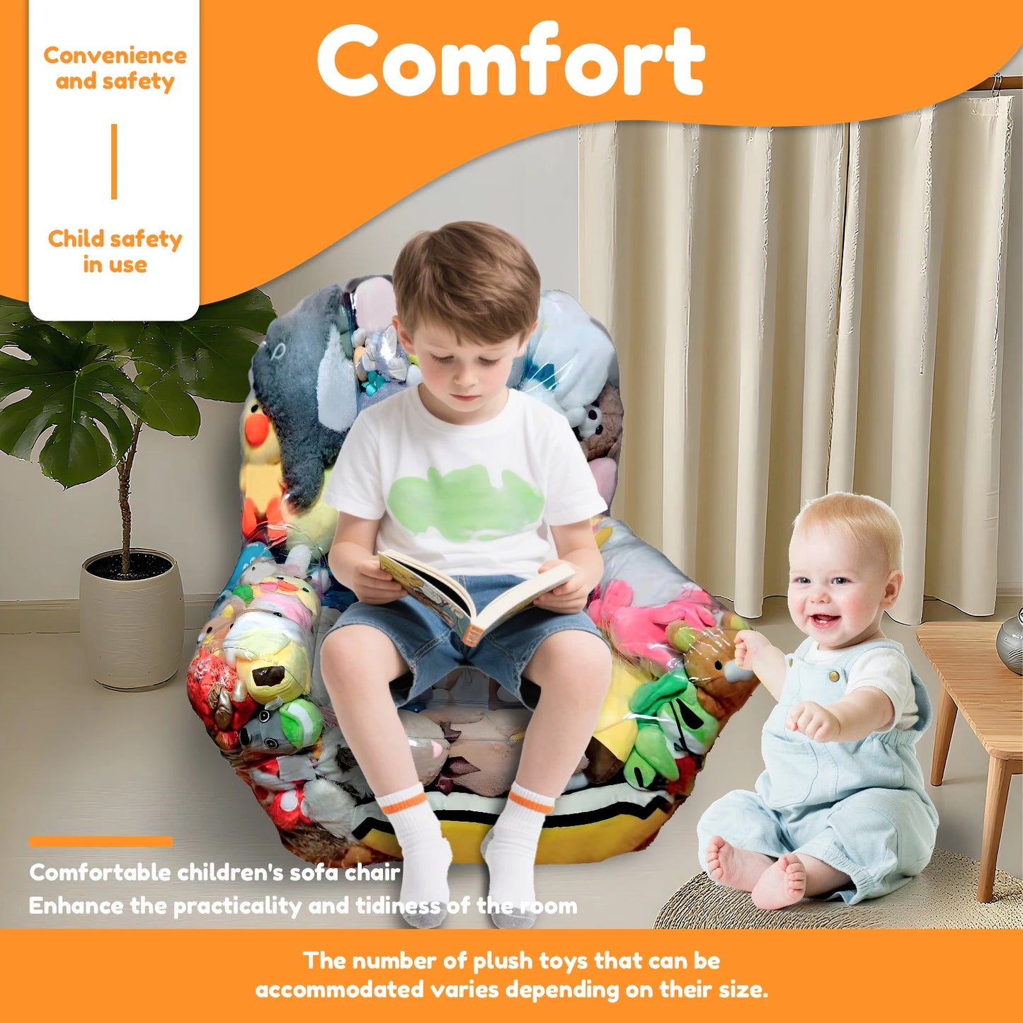 غطاء كرسي تخزين ألعاب أطفال شفاف بسحاب مقاوم للماء 150-180 لتر