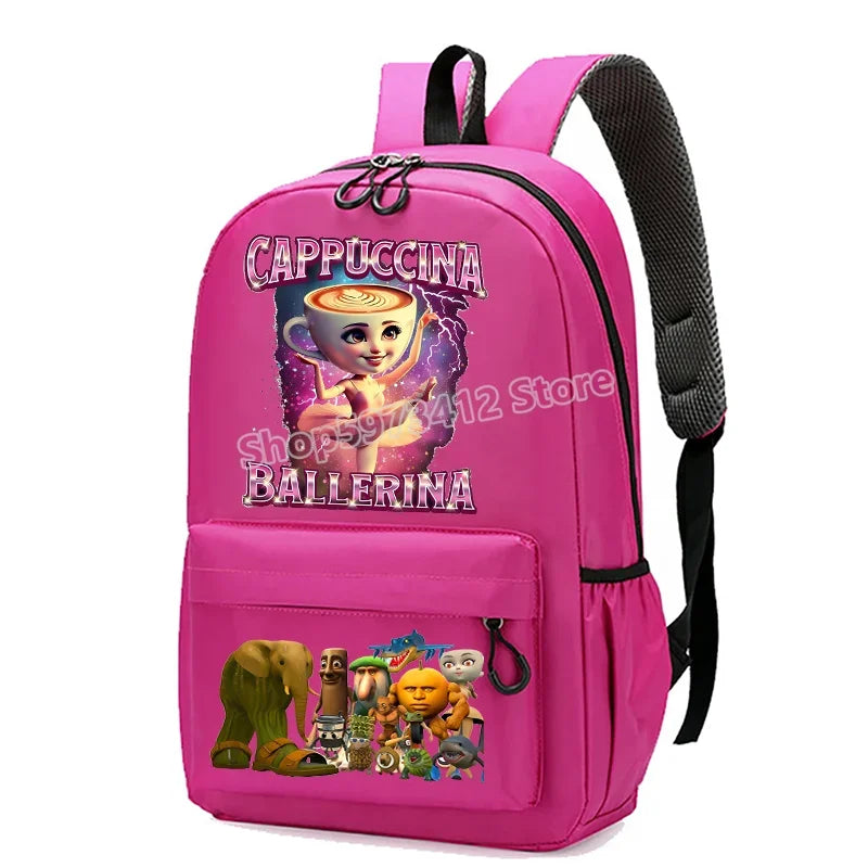 حقيبة مدرسية إيطاليان برينروت بطابع الحيوانات الميم، تصميم كرتوني مضحك بشكل قرش "تللا"، بسعة كبيرة، مناسبة للأولاد والبنات