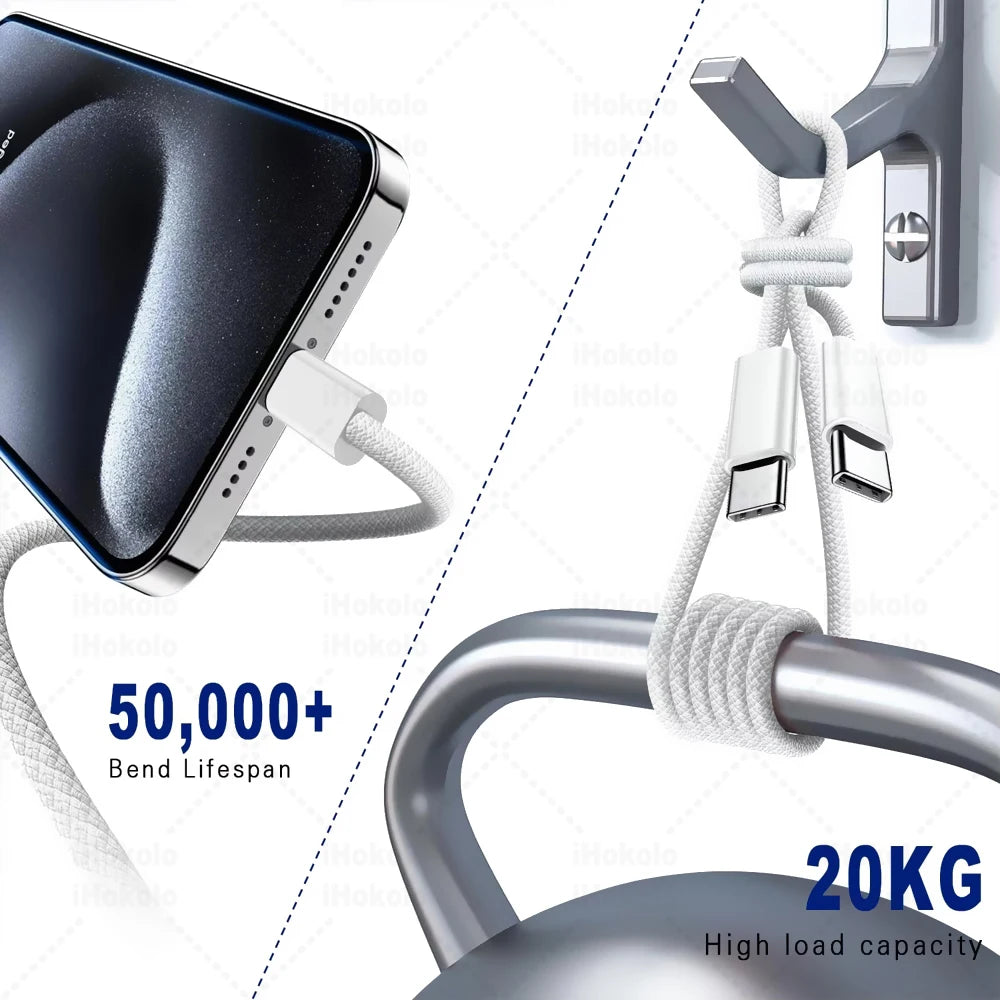 كيبل USB-C أصلي للشحن السريع PD 60W – متوافق مع آيفون وسامسونج وهواوي وشاومي