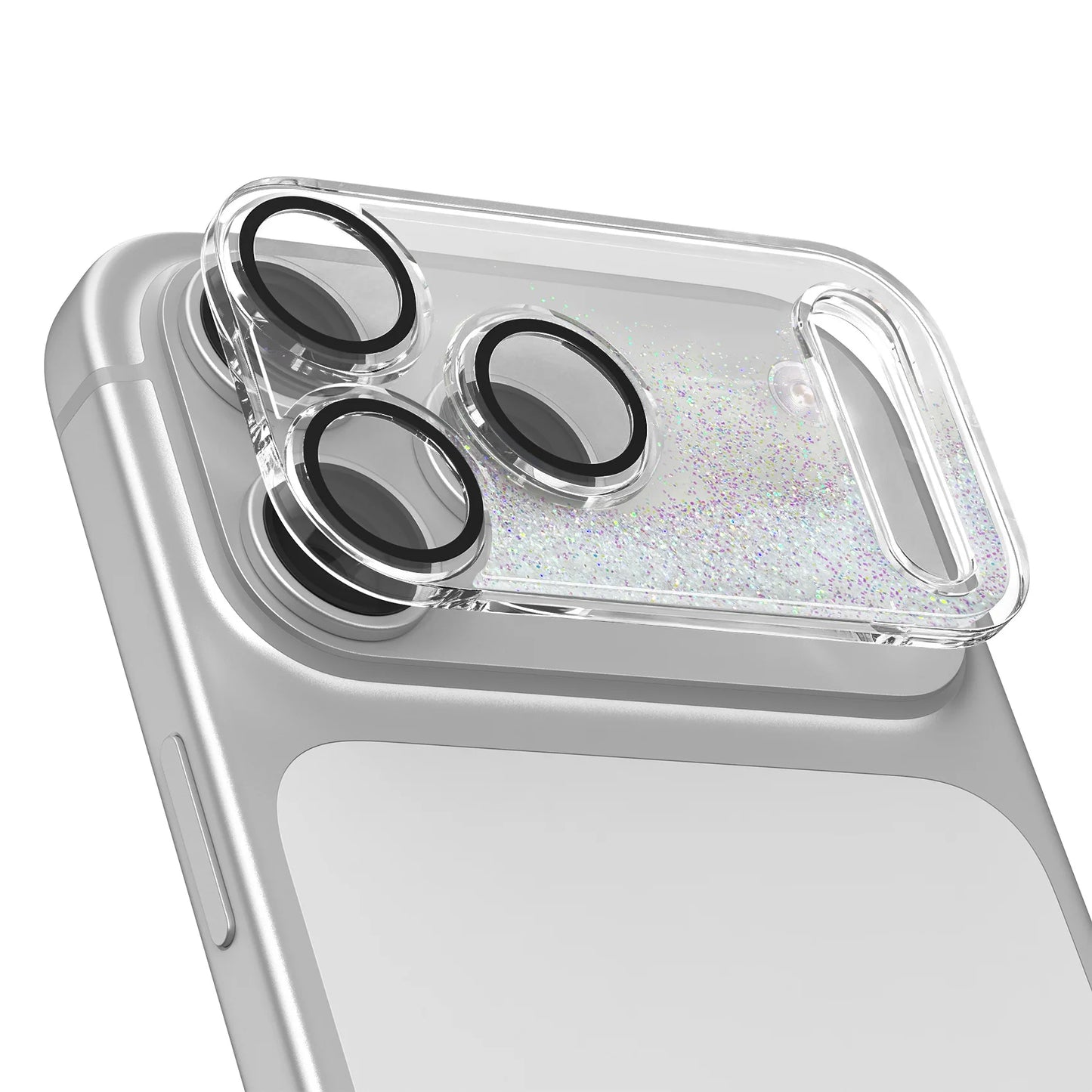 لاصق عدسة كاميرا آيفون 17 برو ماكس 3D بلمعة متحركة – حماية كاملة 9D ضد الخدش