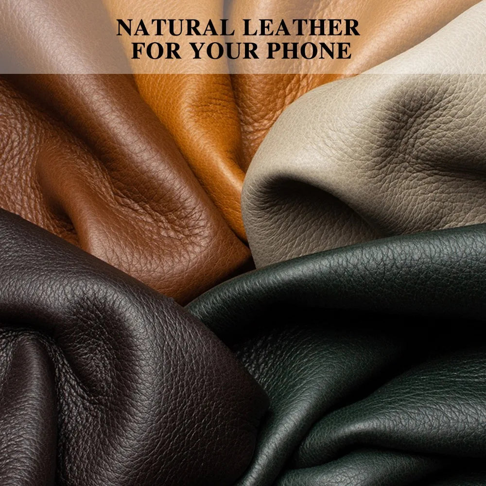 كفر آيفون 17 برو ماكس جلد طبيعي فاخر بنقشة الليتشي – حماية عدسة وصدمات بتصميم راقٍ