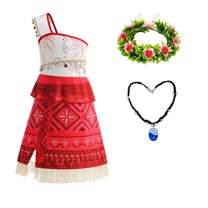 زي تنكري لشخصية موانا – إصدار مستوحى من فيلم Moana 2 | فستان أميرة المحيط للبنات