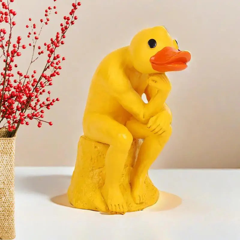 تمثال بطة مفكرة – ديكور مضحك ولطيف للحديقة أو المنزل