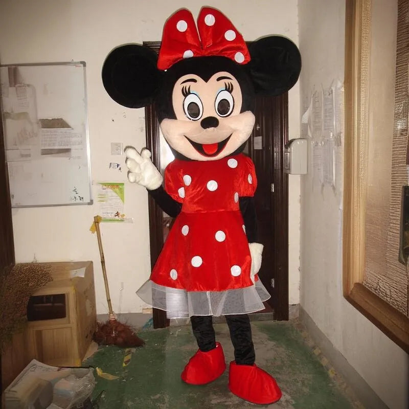 زي تميمة ميكي وميني ماوس للكبار – تصميم كرتوني كلاسيكي لعروض الإعلانات والحفلات