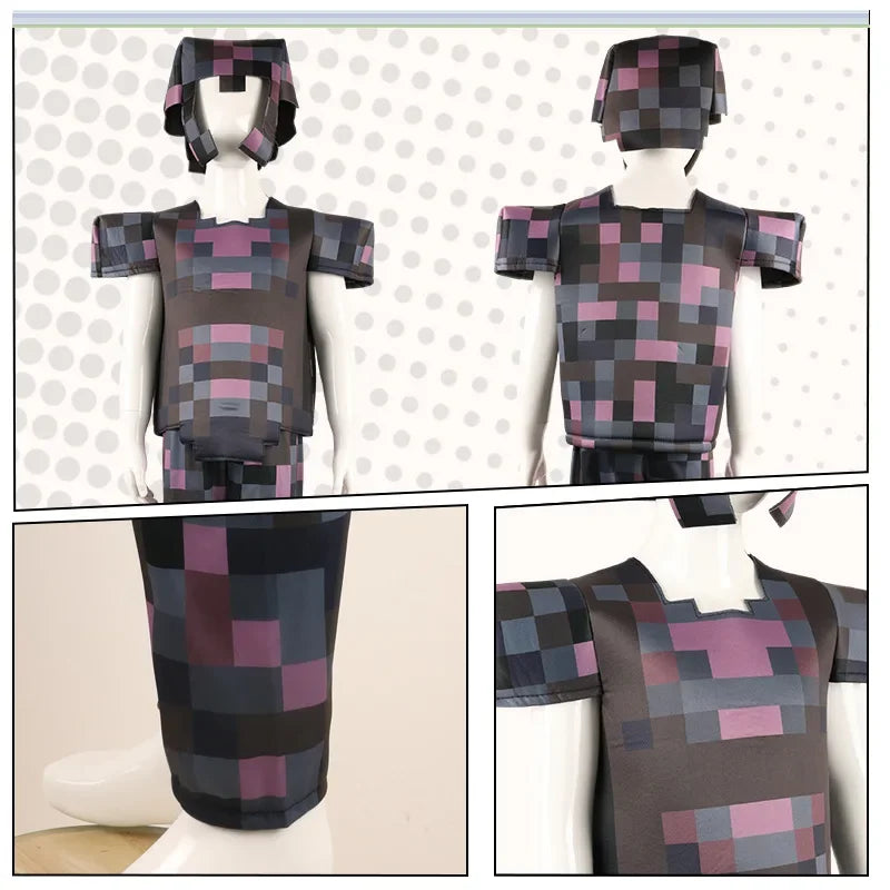 طقم تنكري للأطفال مستوحى من لعبة ماينكرافت – درع الماس، كريبر، أليكس والمزيد