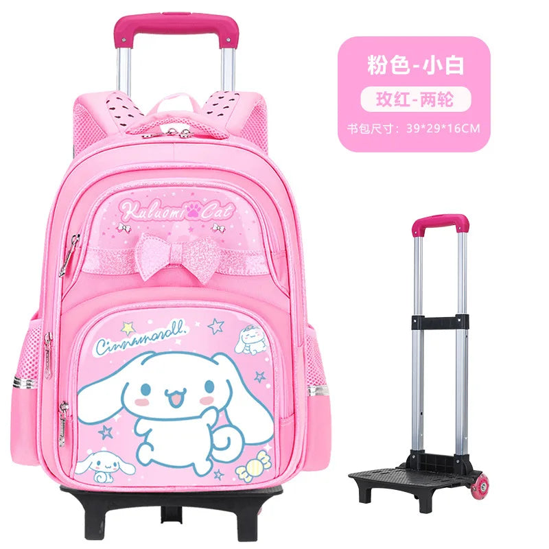 حقيبة مدرسية كورو مي الجديدة بعجلات، حقيبة ميلودي للبنات، تخزين الأدوات المدرسية، خيار بعجلتين