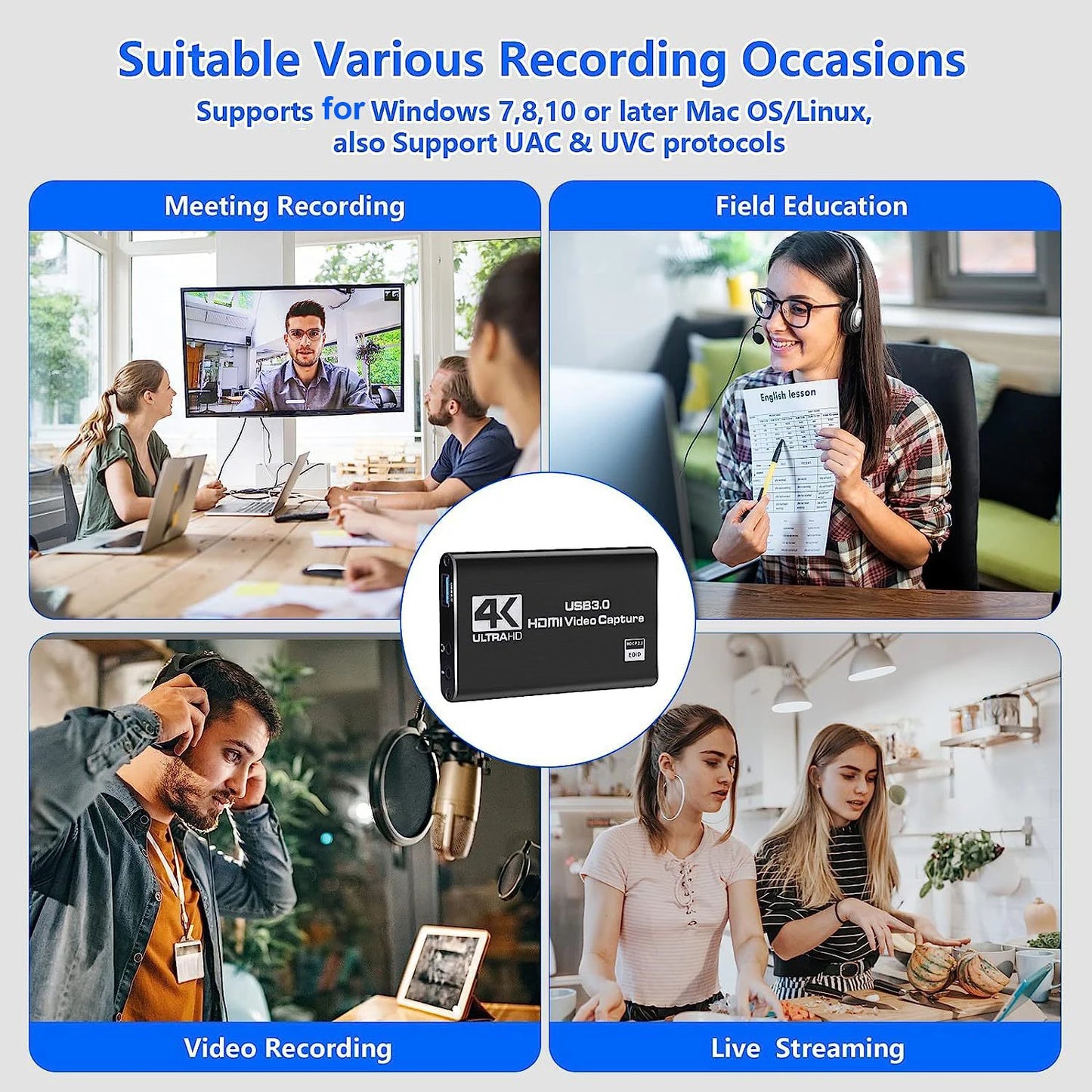 كرت التقاط فيديو 4K USB 3.0 – لتسجيل وبث الألعاب بدقة عالية