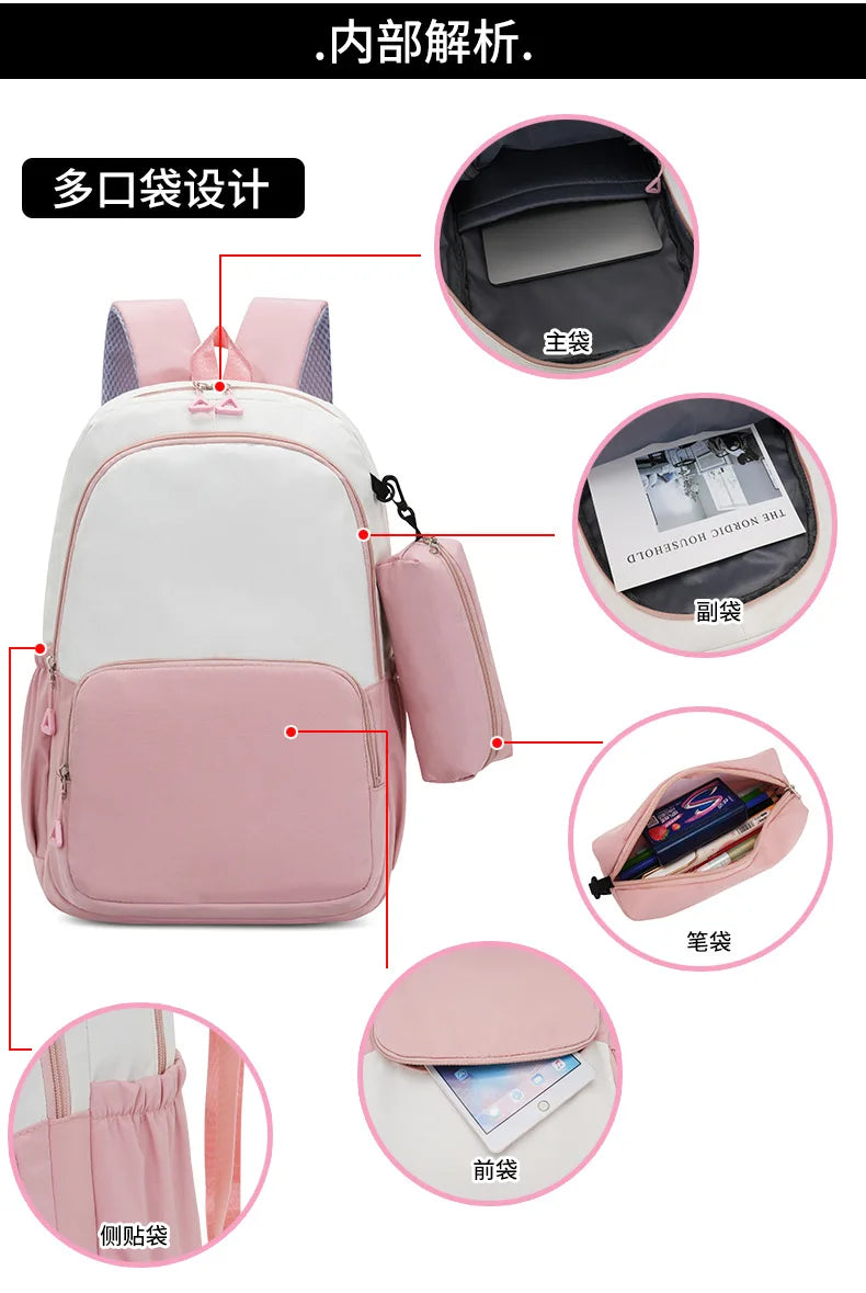 حقيبة ظهر ليلو وستيتش بحروف الأبجدية، حقيبة ظهر عالية السعة للطالبات مع مقلمة، حقيبة مدرسية كرتونية لطيفة، حقيبة أنمي قابل