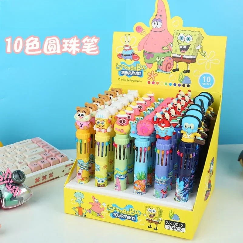 طقم 36 قلم حبر كرتوني – تصميم Disney Mickey بـ10 ألوان في كل قلم، مثالي للمدرسة والهدايا