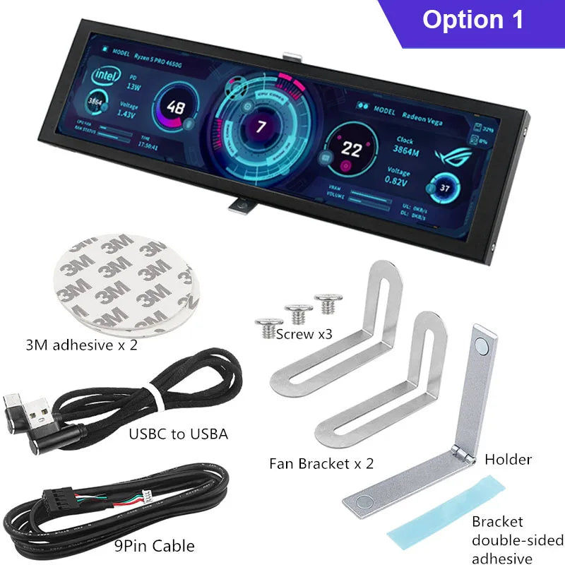 شاشة ذكية 8.8 إنش – شاشة ثانوية لمراقبة أداء الجهاز (CPU / GPU / RAM)