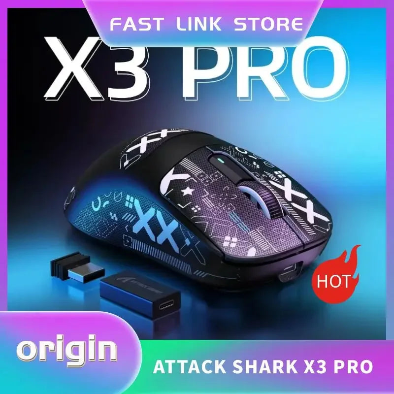 ماوس ألعاب لاسلكي ATTACK SHARK X3PRO – خفيف، مزوّد بحساس PAW3395 بدقة 26000DPI، واتصال بلوتوث