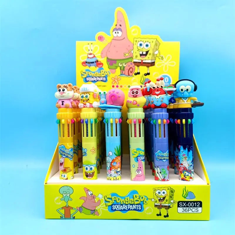 طقم 36 قلم حبر كرتوني – تصميم Disney Mickey بـ10 ألوان في كل قلم، مثالي للمدرسة والهدايا