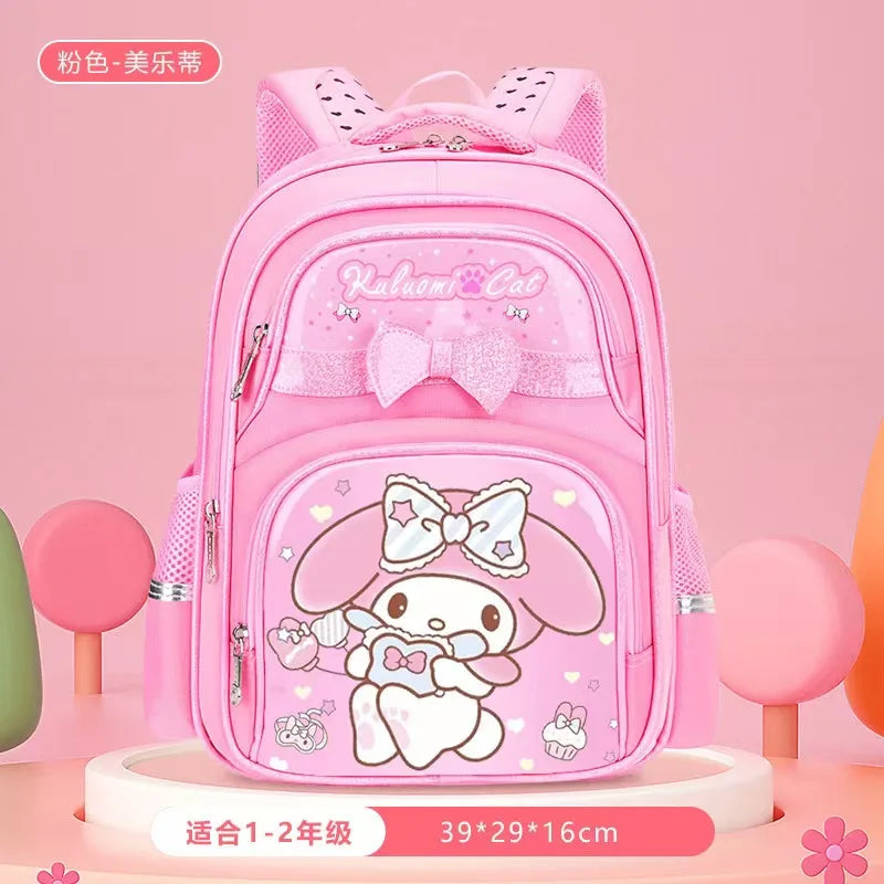 حقيبة مدرسية كورو مي الجديدة بعجلات، حقيبة ميلودي للبنات، تخزين الأدوات المدرسية، خيار بعجلتين