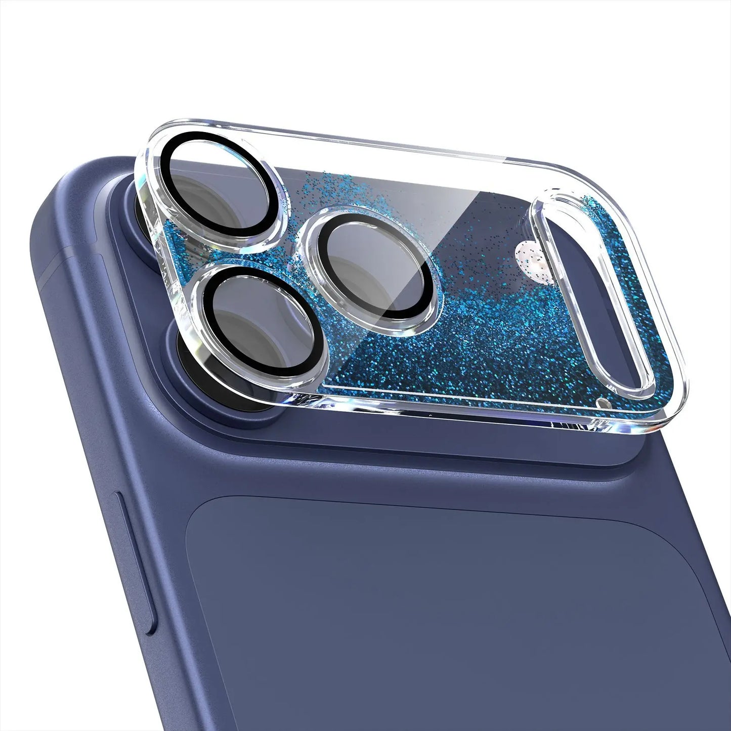 لاصق عدسة كاميرا آيفون 17 برو ماكس 3D بلمعة متحركة – حماية كاملة 9D ضد الخدش