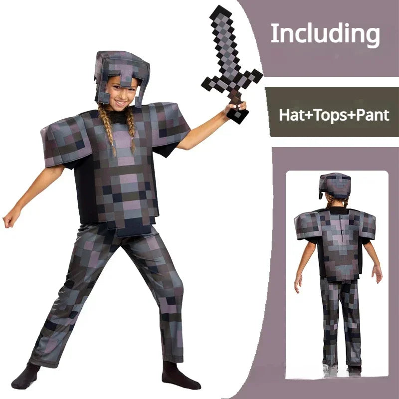 طقم تنكري للأطفال مستوحى من لعبة ماينكرافت – درع الماس، كريبر، أليكس والمزيد