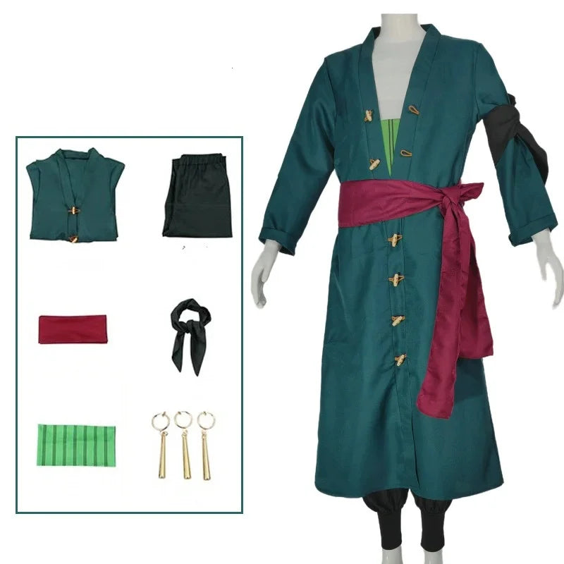 زي تنكري للأطفال – شخصيات أنمي ون بيس (One Piece) | زورو و لوفي مع قبعة القش وبدلة عضلية